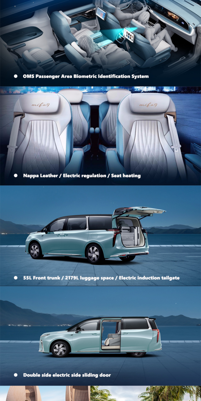 2024 맥수스 MIFA9 MPV EV 7 좌석 차 480km 560km 전륜 구동 2
